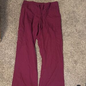 Burgundy Wide-Leg scrub Pants